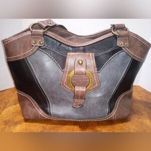 b.o.c Born Concept Brown, Black And Grey Vinyl Shoulder Bag